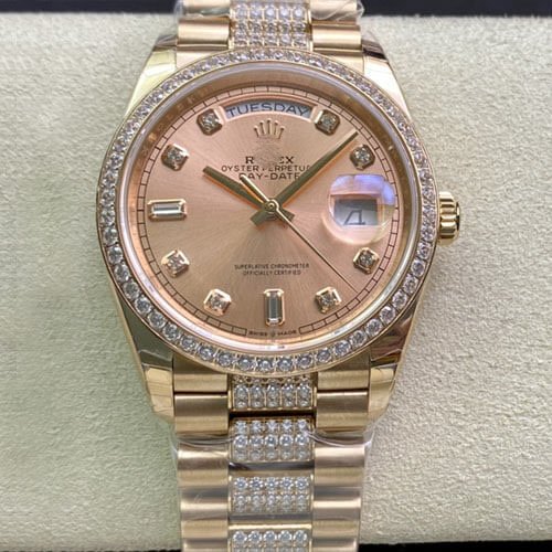 1:1 SUPER REPLICA ROLEX DAY DATE M128345RBR-0020 EW FACTORY DIAMOND-SET BEZEL