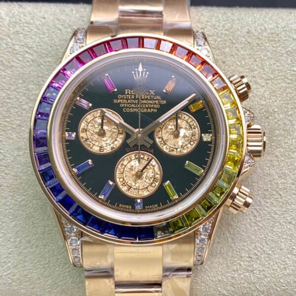 1:1 SUPER REPLICA ROLEX DAYTONA 116595 RBOW TW FACTORY BLACK DIAL