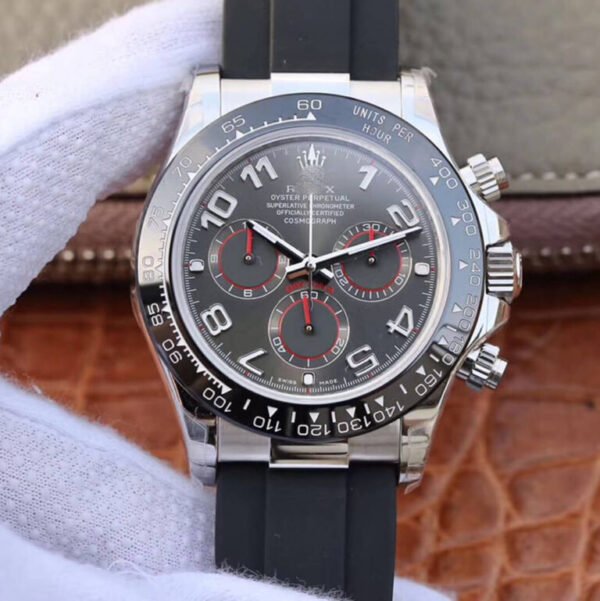 1:1 SUPER REPLICA ROLEX DAYTONA COSMOGRAPH 40MM JH FACTORY BLACK RUBBER STRAP