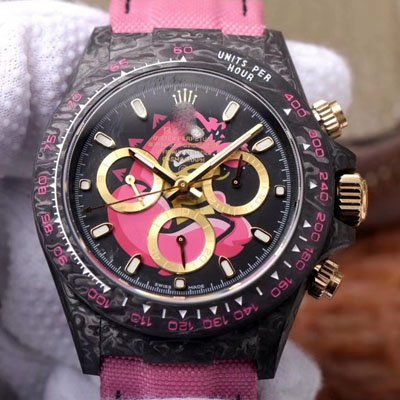 1:1 SUPER REPLICA ROLEX DAYTONA COSMOS CHRONOGRAPH CARBON FIBER EDITION PINK EXPLODED DRAGON DIAL