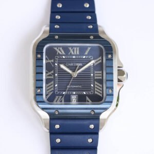 1:1 SUPER REPLICA CARTIER SANTOS GF FACTORY BLUE STRAP