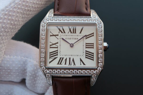 1:1 SUPER REPLICA CARTIER SANTOS WH100651 V6 FACTORY BROWN STRAP