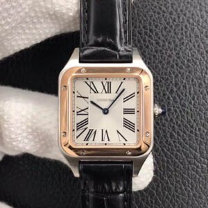 1:1 SUPER REPLICA CARTIER SANTOS W2SA0012 LADIES BLACK RUBBER STRAP