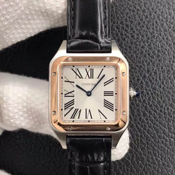 1:1 SUPER REPLICA CARTIER SANTOS W2SA0012 LADIES BLACK RUBBER STRAP