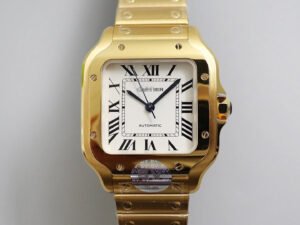 1:1 SUPER REPLICA CARTIER DE SANTOS W20112Y1 BV FACTORY WHITE DIAL YELLOW STRAP