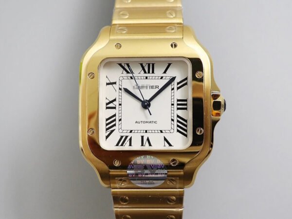 1:1 SUPER REPLICA CARTIER DE SANTOS W20112Y1 BV FACTORY WHITE DIAL YELLOW STRAP