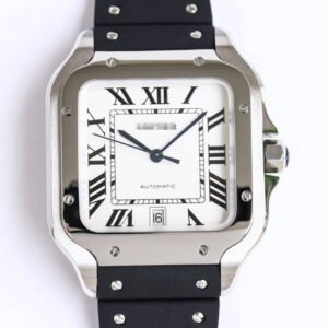 1:1 SUPER REPLICA CARTIER SANTOS WSSA0018 GF FACTORY V2 BLACK RUBBER STRAP
