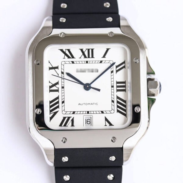 1:1 SUPER REPLICA CARTIER SANTOS WSSA0018 GF FACTORY V2 BLACK RUBBER STRAP