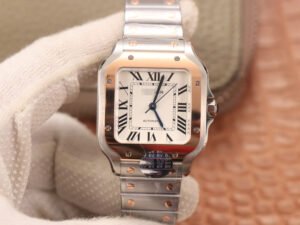 1:1 SUPER REPLICA CARTIER DE SANTOS W2SA0007 BV FACTORY WHITE STRAP