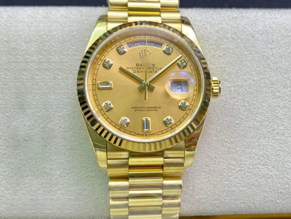0-83 1:1 SUPER REPLICA ROLEX DAY-DATE M128238-0008 YELLOW GOLD EW FACTORY CHAMPAGNE DIAL
