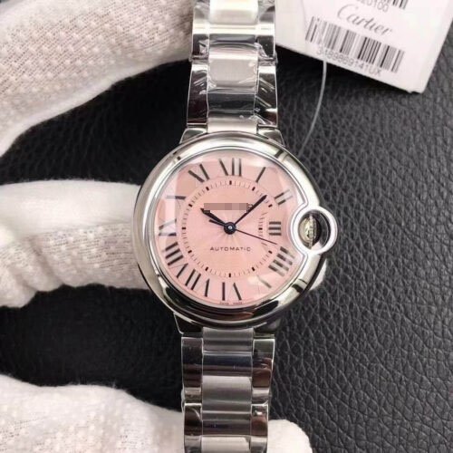1:1 SUPER REPLICA BALLON BLEU DE CARTIER 33MM W6920041 V6 FACTORY STAINLESS STEEL PINK DIAL