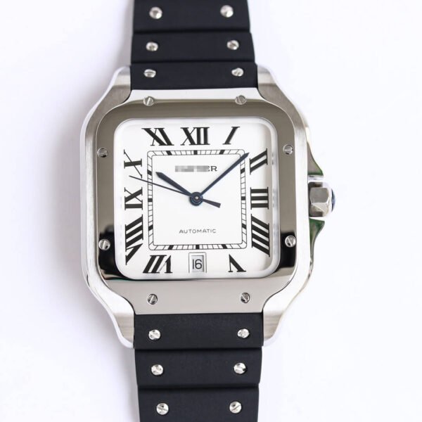 1:1 SUPER REPLICA CARTIER SANTOS WSSA0018 GF FACTORY V2 BLACK RUBBER STRAP