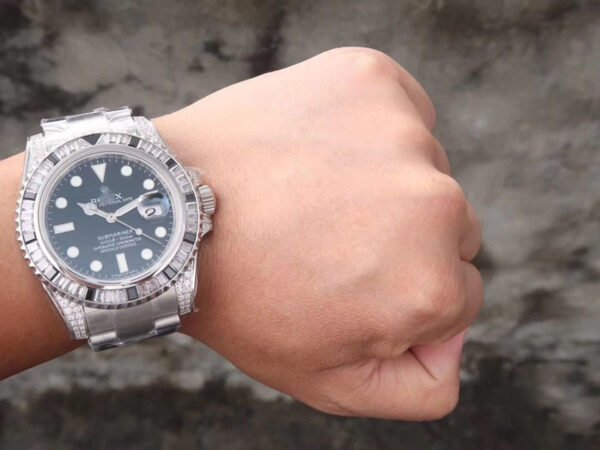 1:1 SUPER REPLICA ROLEX SUBMARINER DATE 116610LN DIAMOND CUSTOMIZED EDITION GS FACTORY BLACK DIAL
