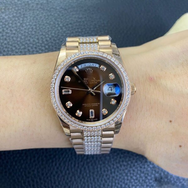 1:1 REPLICA ROLEX DAY DATE M128345RBR-0041 EW FACTORY BROWN DIAMOND BEZEL