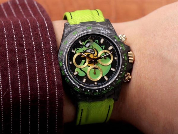 1:1 SUPER REPLICA ROLEX DAYTONA COSMOS CHRONOGRAPH CARBON FIBER EDITION GREEN EXPLODED DRAGON DIAL