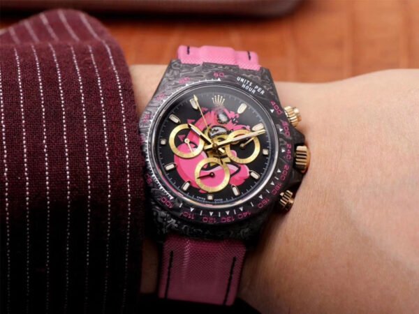 1:1 SUPER REPLICA ROLEX DAYTONA COSMOS CHRONOGRAPH CARBON FIBER EDITION PINK EXPLODED DRAGON DIAL