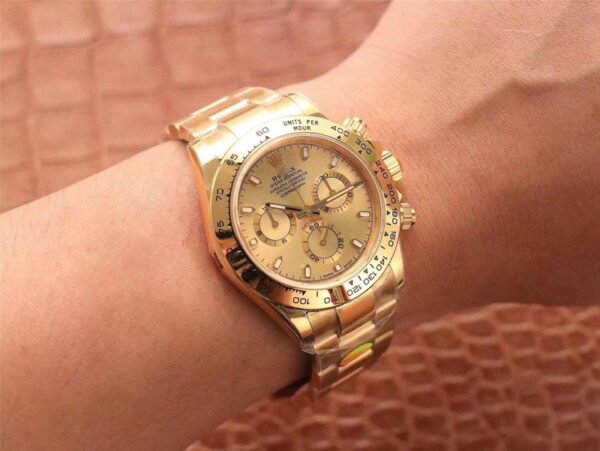 10_副本-30 1:1 SUPER REPLICA ROLEX DAYTONA COSMOGRAPH M116508-0003 NOOB FACTORY GOLD DIAL
