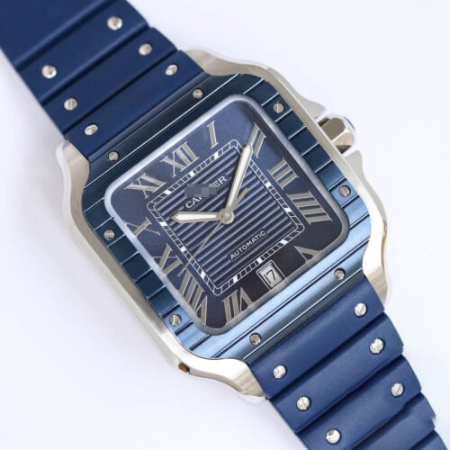 1:1 SUPER REPLICA CARTIER SANTOS GF FACTORY BLUE STRAP