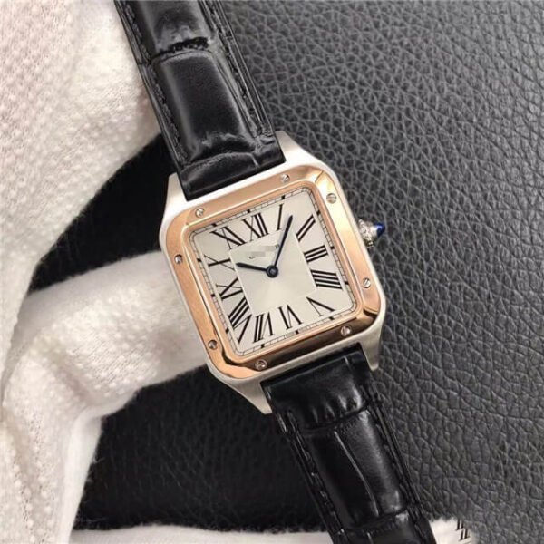 1:1 SUPER REPLICA CARTIER SANTOS W2SA0012 LADIES BLACK RUBBER STRAP