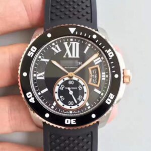1:1 SUPER REPLICA CALIBRE DE CARTIER DIVER W7100056 42MM JF FACTORY BLACK DIAL