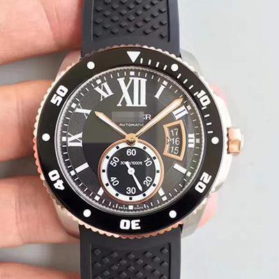 1:1 SUPER REPLICA CALIBRE DE CARTIER DIVER W7100056 42MM JF FACTORY BLACK DIAL