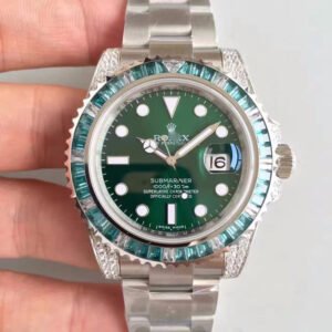 1:1 SUPER REPLICA ROLEX SUBMARINER DATE 116610LV NOOB FACTORY V9 GREEN DIAL DIAMOND
