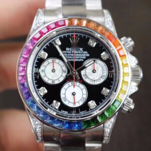 1:1 SUPER REPLICA ROLEX DAYTONA COSMOGRAPH RAINBOW 116595RBOW BL FACTORY BLACK DIAL
