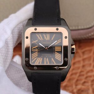 1:1 SUPER REPLICA CARTIER DE SANTOS 100TH ANNIVERSARY W2020009 RB FACTORY 18K ROSE GOLD BLACK DIAL