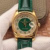 1:1 SUPER REPLICA ROLEX DAY-DATE 36MM GREEN ENAMEL DIAMOND GYPSOPHILA GOLD DIAL WATCH