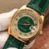 1:1 SUPER REPLICA ROLEX DAY-DATE 36MM GREEN ENAMEL DIAMOND GYPSOPHILA GOLD DIAL WATCH
