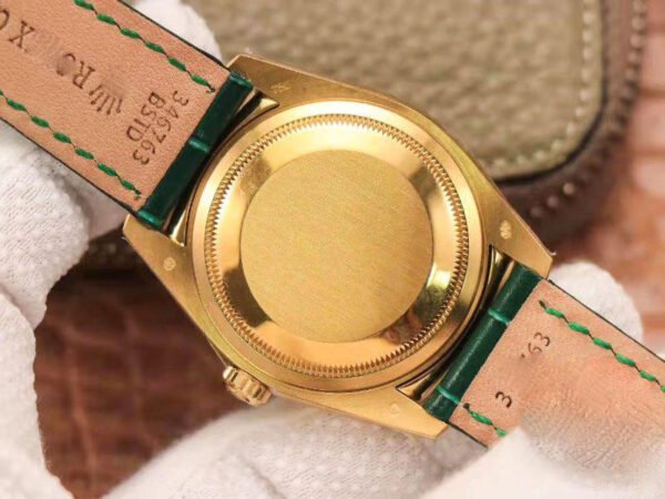 1:1 SUPER REPLICA ROLEX DAY-DATE 36MM GREEN ENAMEL DIAMOND GYPSOPHILA GOLD DIAL WATCH