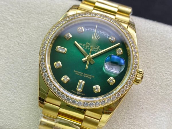 1:1 SUPER REPLICA ROLEX DAY DATE M128348RBR-0035 EW FACTORY GREEN DIAL