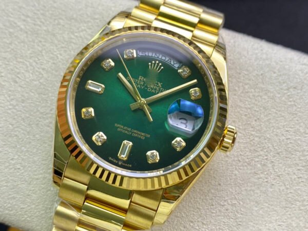 1:1 SUPER REPLICA ROLEX DAY-DATE M128238-0069 YELLOW GOLD EW FACTORY GRADUAL GREEN DIAL