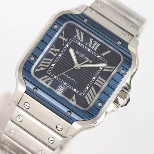 1:1 SUPER REPLICA CARTIER SANTOS GF FACTORY BLUE BEZEL