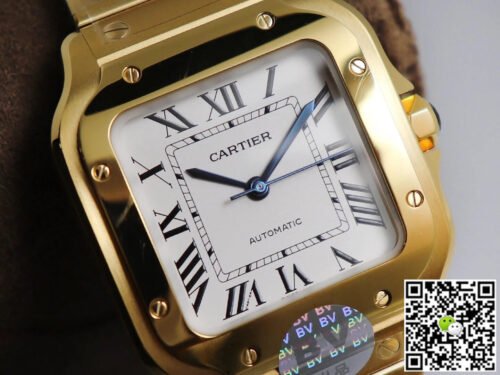 1:1 SUPER REPLICA CARTIER DE SANTOS W20112Y1 BV FACTORY WHITE DIAL YELLOW STRAP