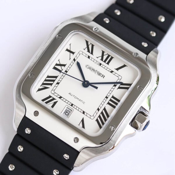 1:1 SUPER REPLICA CARTIER SANTOS WSSA0018 GF FACTORY V2 BLACK RUBBER STRAP