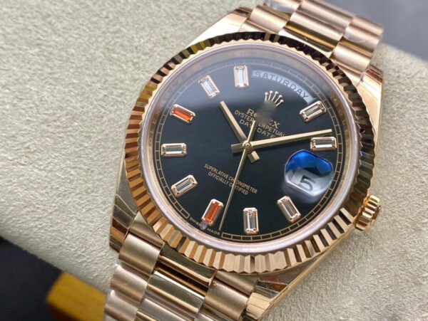 1:1 SUPER REPLICA ROLEX DAY DATE 40MM EW FACTORY ROSE GOLD BLACK DIAL