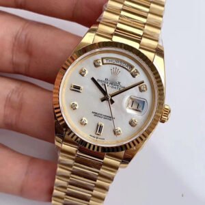 1:1 SUPER REPLICA ROLEX DAY-DATE M128238 EW FACTORY WHITE DIAL DIAMOND TIME SCALE