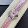 1:1 SUPER REPLICA BALLON BLEU DE CARTIER 33MM V6 FACTORY PINK LEATHER STRAP