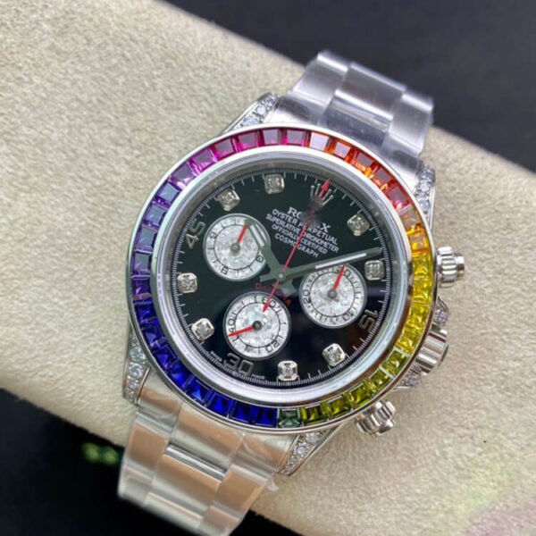 1:1 SUPER REPLICA ROLEX DAYTONA 116599 RBOW TW FACTORY BLACK DIAMOND-SET BEZEL