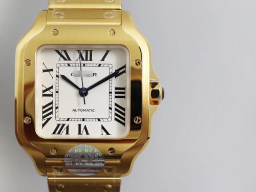 1:1 SUPER REPLICA CARTIER DE SANTOS W20112Y1 BV FACTORY WHITE DIAL YELLOW STRAP