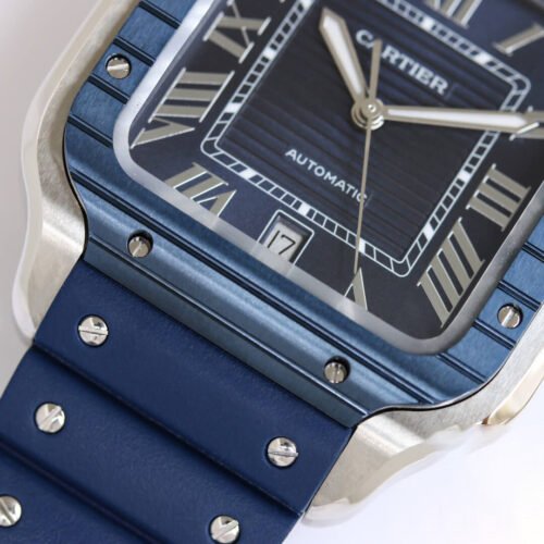 1:1 SUPER REPLICA CARTIER SANTOS GF FACTORY BLUE STRAP