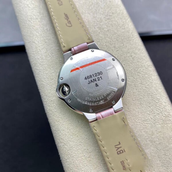 1:1 SUPER REPLICA BALLON BLEU DE CARTIER 33MM V6 FACTORY PINK LEATHER STRAP