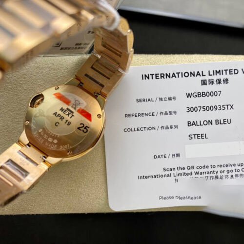 1:1 SUPER REPLICA BALLON BLEU DE CARTIER 28MM WGBB0007 V6 FACTORY GOLD BEZEL