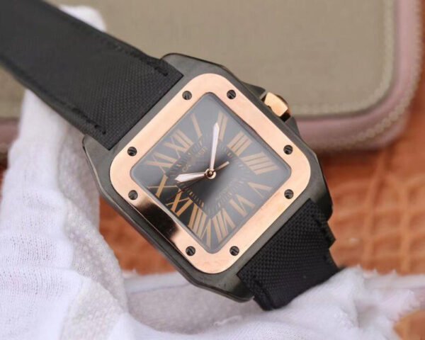 1:1 SUPER REPLICA CARTIER DE SANTOS 100TH ANNIVERSARY W2020009 RB FACTORY 18K ROSE GOLD BLACK DIAL