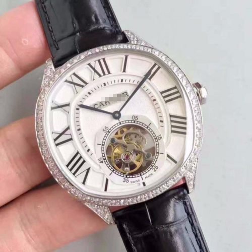 1:1 SUPER REPLICA DRIVE DE CARTIER W4100013 TOURBILLON WHITE TEXTURED DIAL