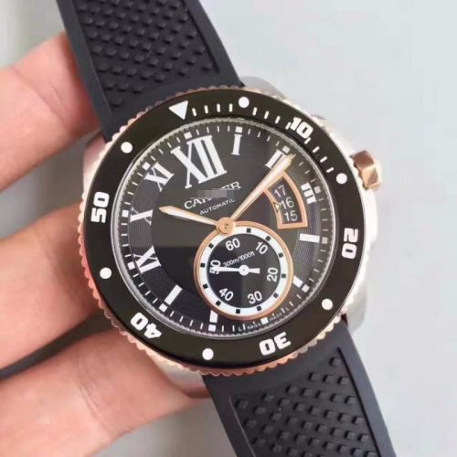 1:1 SUPER REPLICA CALIBRE DE CARTIER DIVER W7100056 42MM JF FACTORY BLACK DIAL