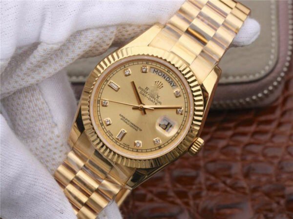 1:1 SUPER REPLICA ROLEX DAY-DATE II 218238 40MM EW FACTORY 18K YELLOW GOLD DIAL