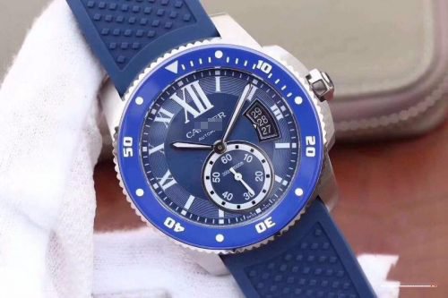 1:1 SUPER REPLICA CALIBRE DE CARTIER DIVER WSCA0010 42MM JF FACTORY BLUE DIAL