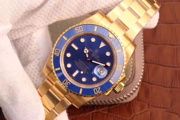 1:1 SUPER REPLICA ROLEX SUBMARINER DATE 116618LB VR FACTORY 18K YELLOW GOLD WRAPPED BLUE DIAL
